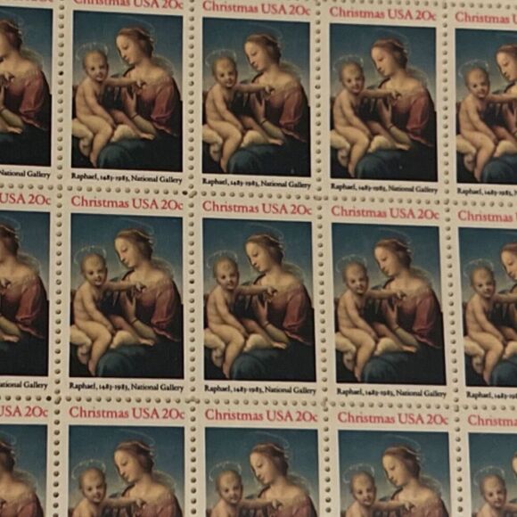 MNH Scott #2107 Christmas Madonna 50 20c Stamp Sheet - Picture 1 of 2